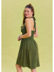 V Neck Halter Khaki Mini Dress 4545